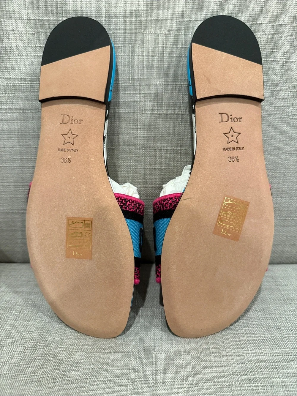 Dior Blue & Pink Logo Slide Sandals